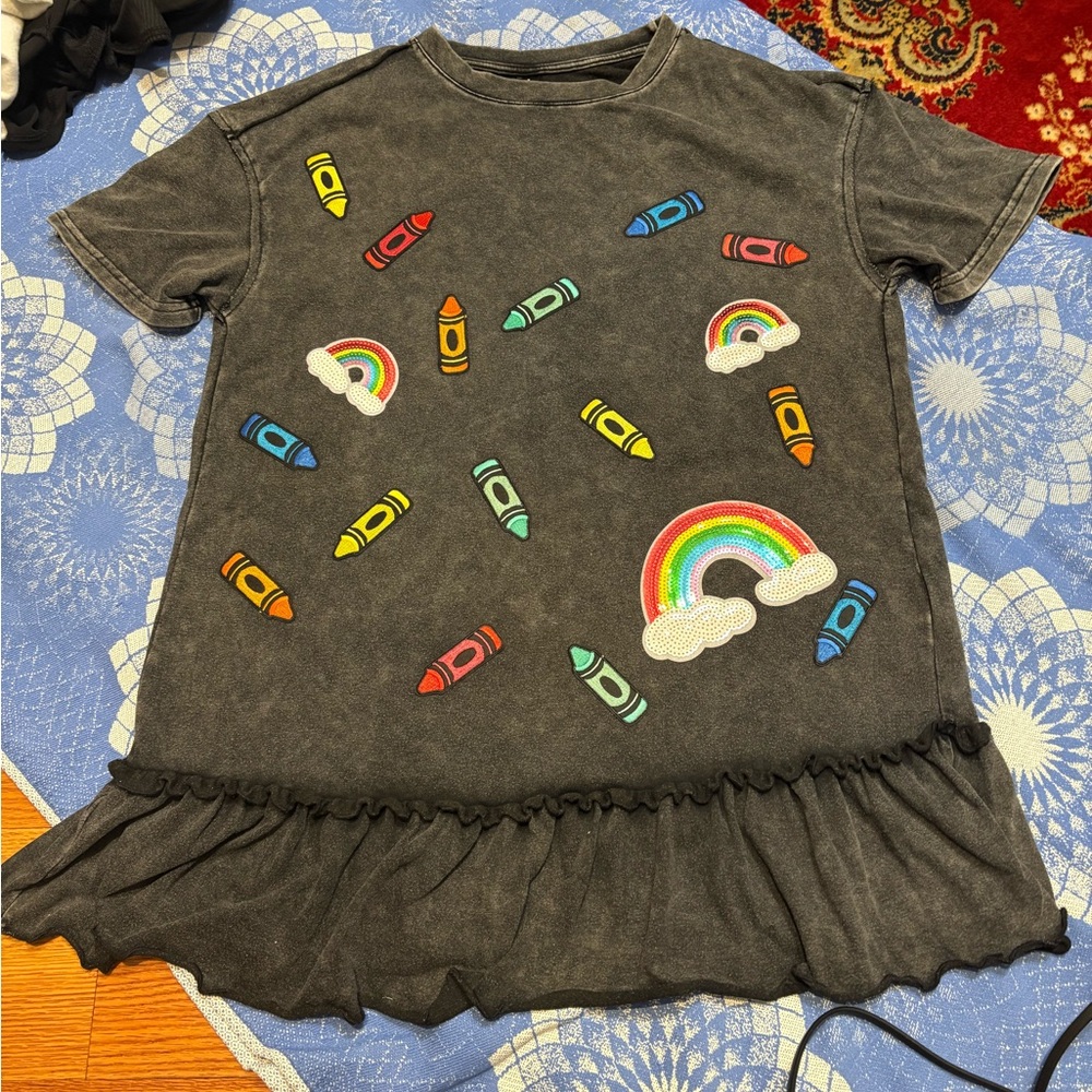 Crayon and Rainbow women dress  - dark grey